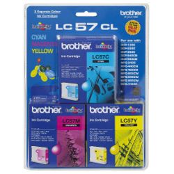 3 Pack Brother LC57CL Genuine Ink Cartridges