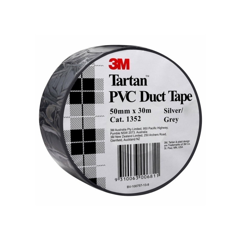 3M 1352 Tartan PVC Duct Tape - Grey - 50mm x 30m/Box of 36
