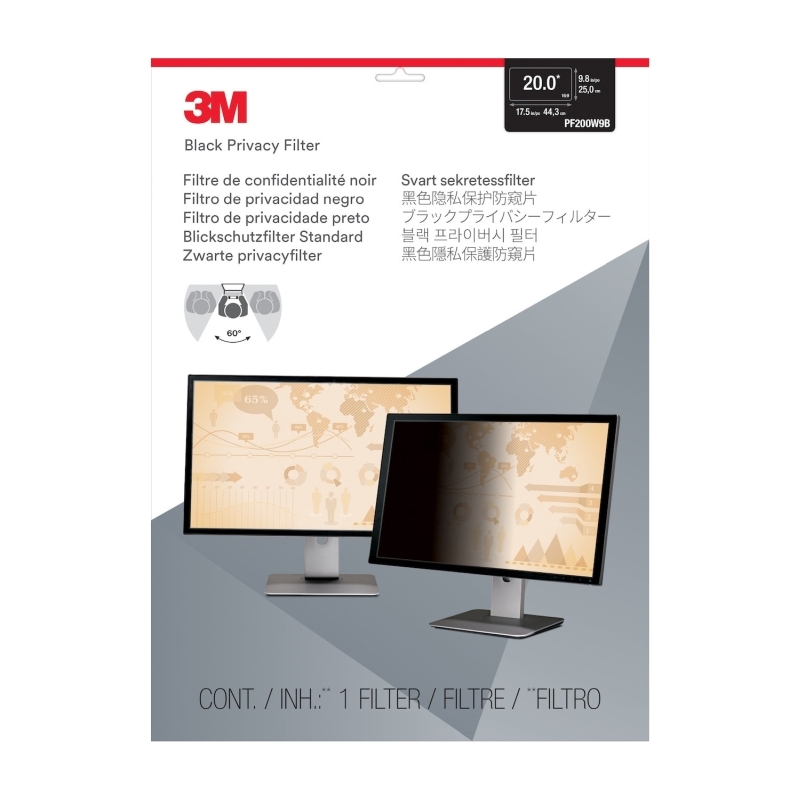 3M PF200W9B Privacy Filter for 20 Inch Widescreen Monitor