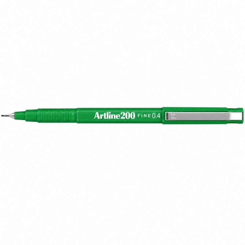 Artline 200 Fineline Pen 0.4 mm Green, Box of 12