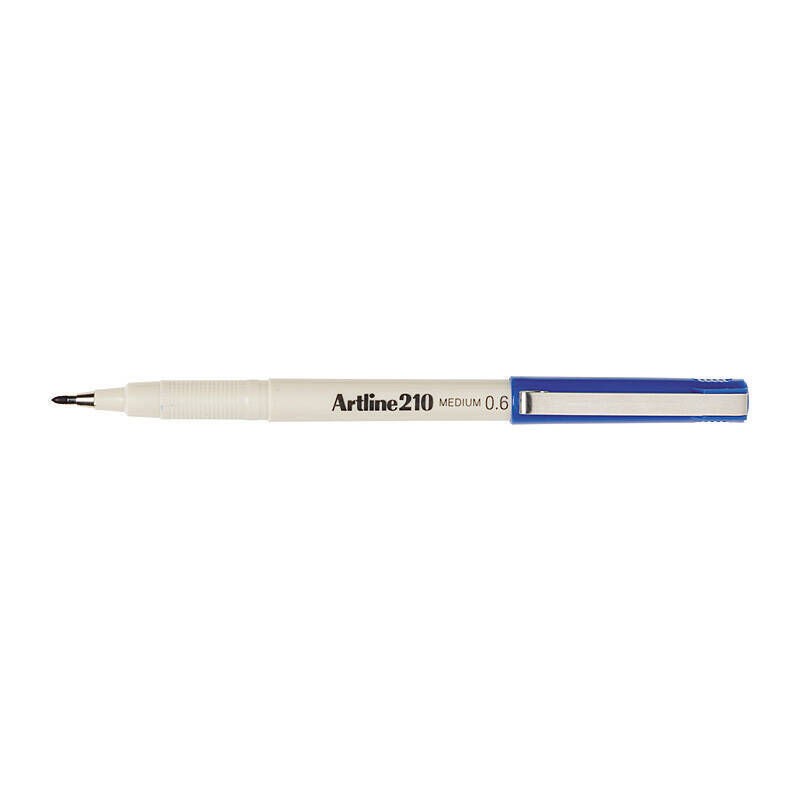 Artline 210 Fineline Pen 0.6 mm Blue, Box of 12