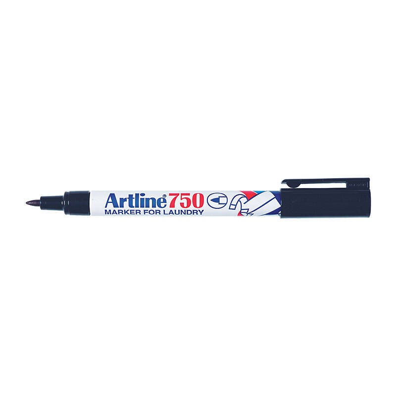 Artline 750 Laundry Markers - 0.7mm Bullet Tip - Black - Pack of 12