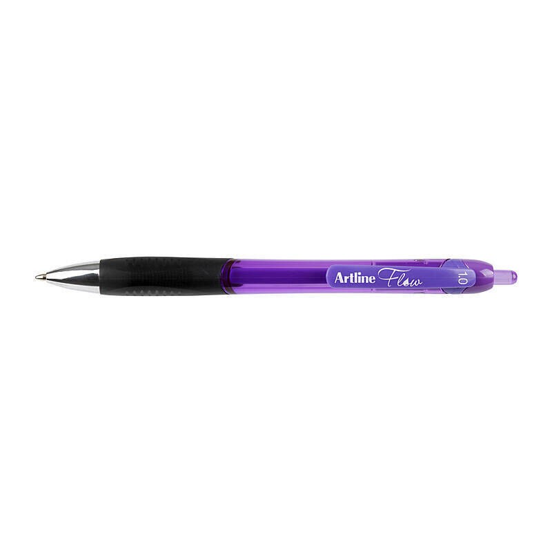 Artline Flow Retractable Ballpoint Pen Purple, Box of 12