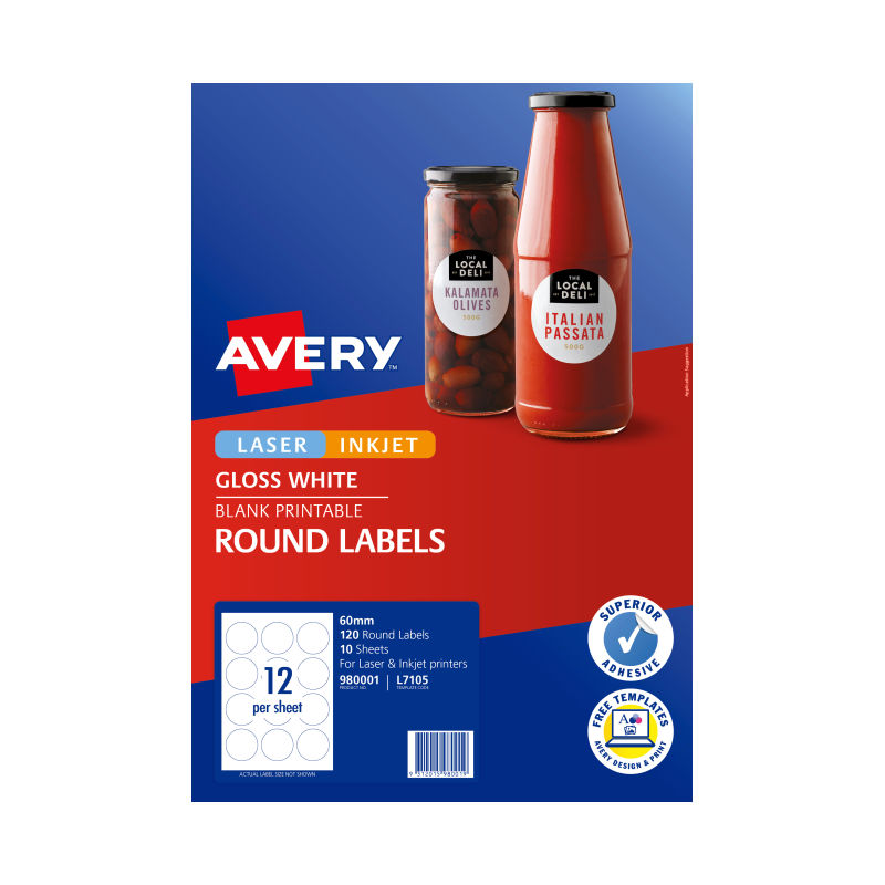 6 Round Gloss Laser Labels Per A4 Sheet 88mm Circles CL688GWR