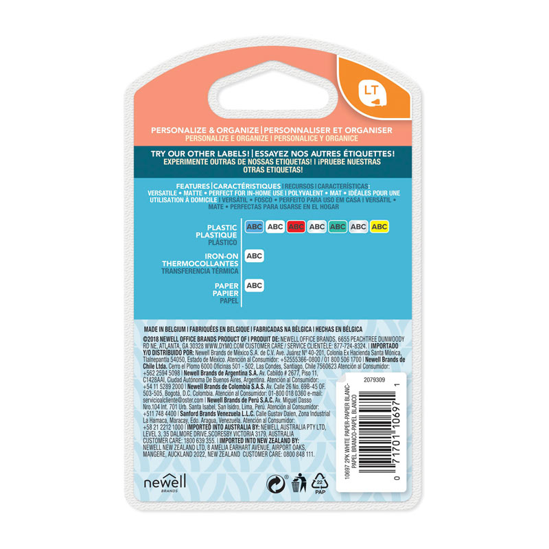 2 Pack DYMO 10697 Black on White LetraTag Paper Label Tapes- 12mm x 4m 2 Pack DYMO 10697 Black on White LetraTag Paper Label Tapes- 12mm x 4m