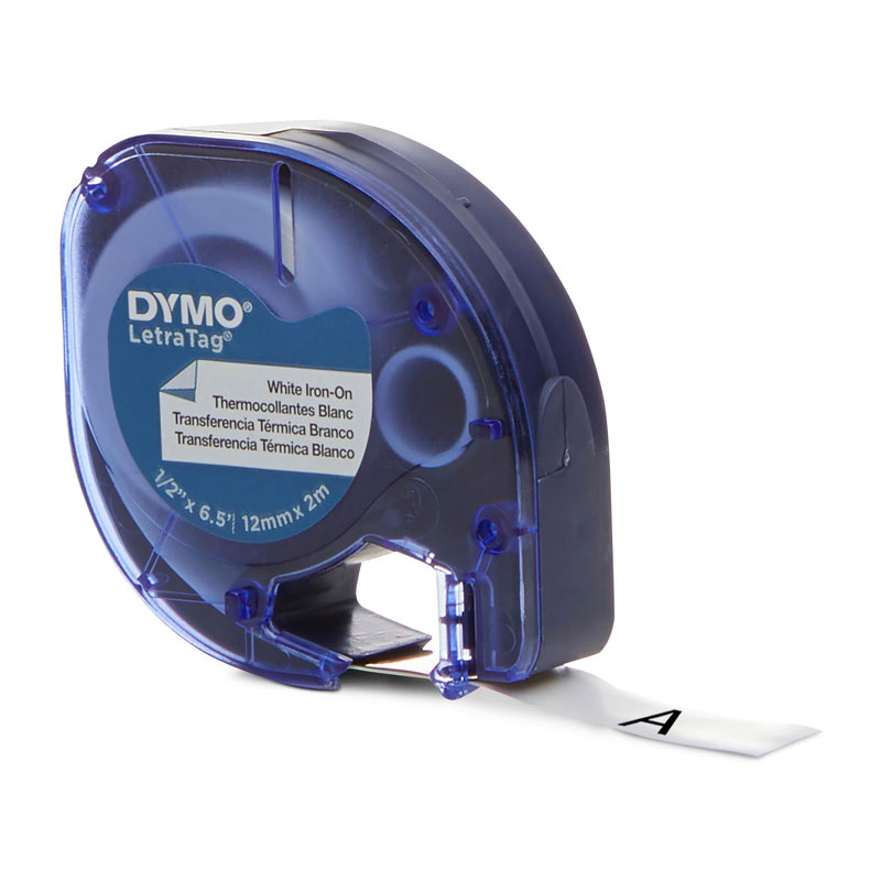 DYMO 18771 Black on White LetraTag Fabric Iron-On Label Tape - 12mm x 2m