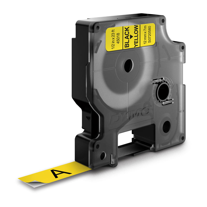 DYMO S0720580 Black on Yellow D1 Label Tape - 12mm x 7m DYMO S0720580 Black on Yellow D1 Label Tape - 12mm x 7m