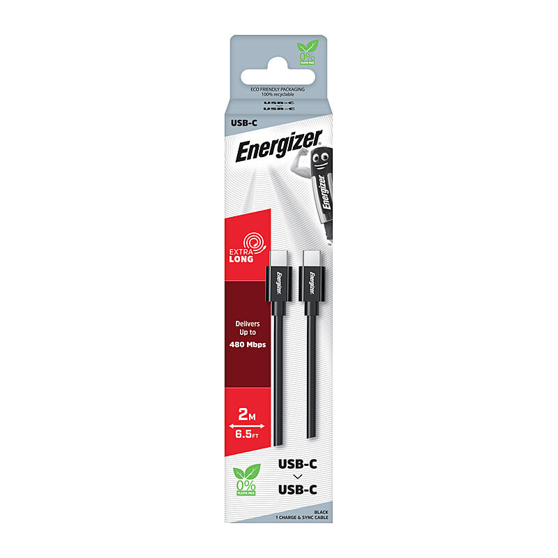 Energizer 2m TPE USB-C / USB-C Cable - Black