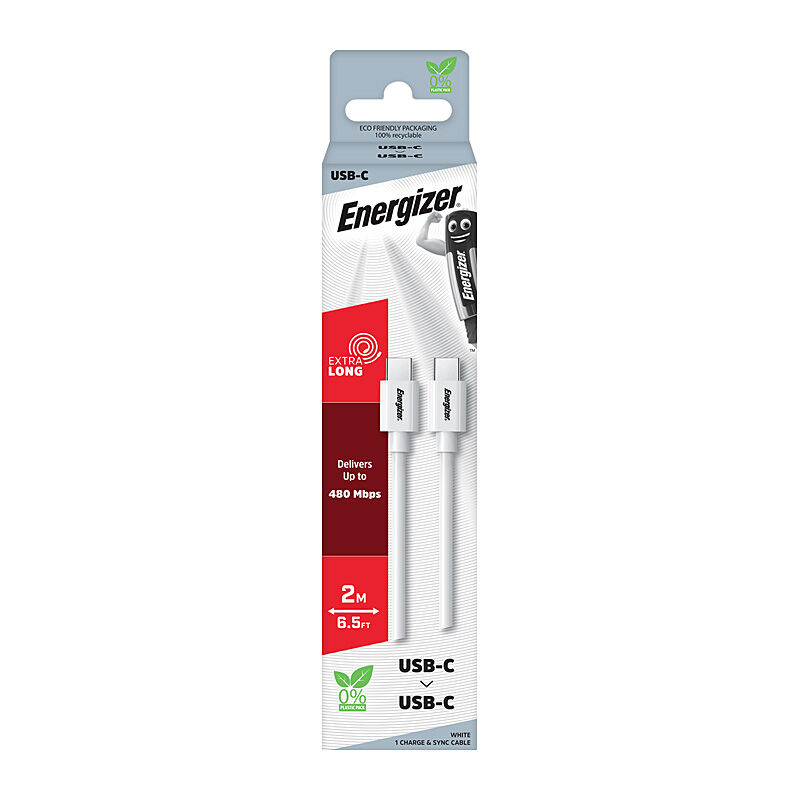Energizer 2m TPE USB-C / USB-C Cable - White