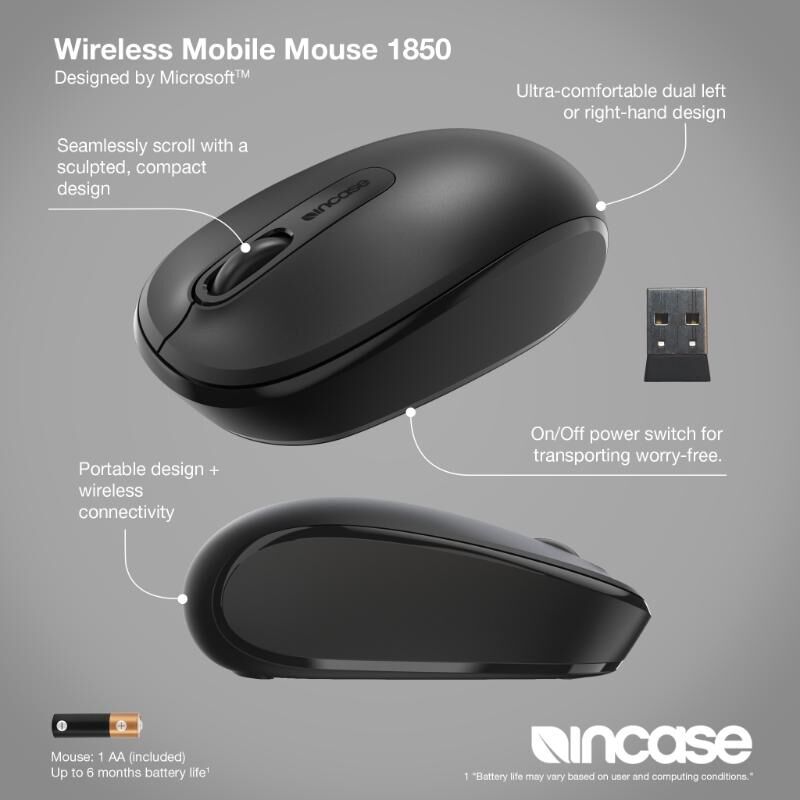 Incase Wireless Mobile Mouse 1850 - Black Incase Wireless Mobile Mouse 1850 - Black