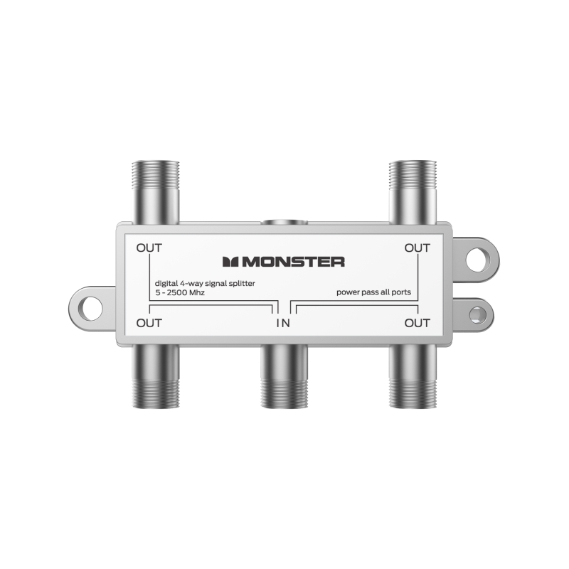 Monster PIN Digital Coaxial 4 Way TV Splitter