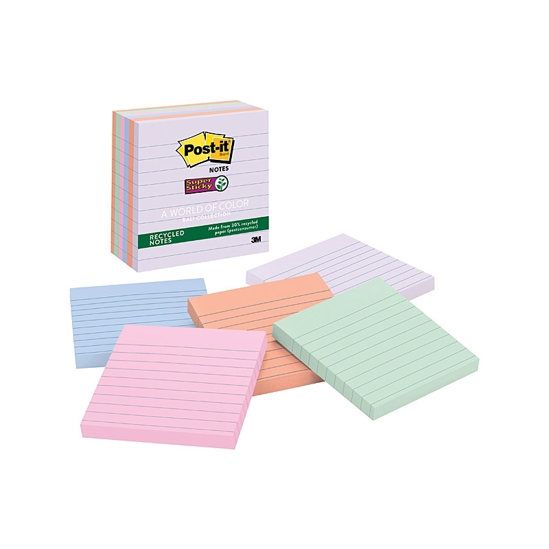 Balri Notes Post-It Lined Notes Super Sticky Bali 101 x 101mm - 6-Pack