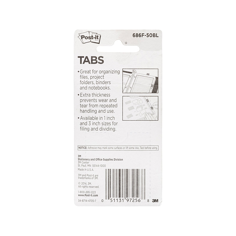 Post-It Tabs Blue 50 x 38mm 2-Pack - Box of 6