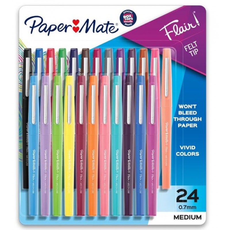 Paper Mate Flair Medium Felt Tip Pens Assorted Colours, Box of 4 Packs of 24 Paper Mate Flair Medium Felt Tip Pens Assorted Colours, Box of 4 Packs of 24
