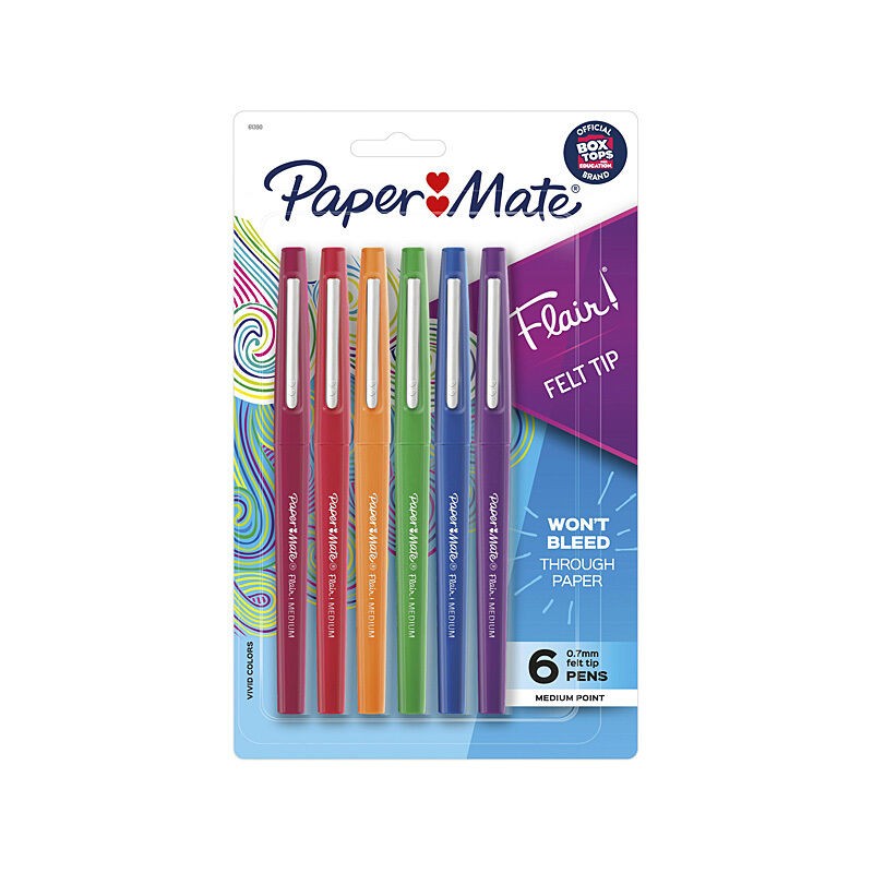 Paper Mate Flair Felt Tip Pastel - Pack of 6 - Box of 6 Paper Mate Flair Felt Tip Pastel - Pack of 6 - Box of 6