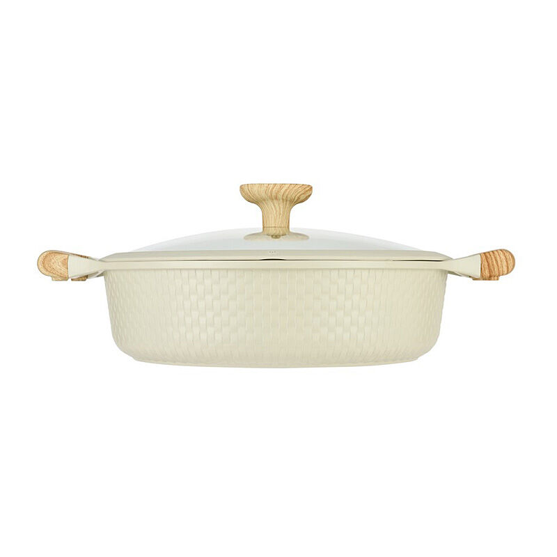 Resto Ran Beige Shallowpot with Lid - Diameter 28cm Resto Ran Beige Shallowpot with Lid - Diameter 28cm