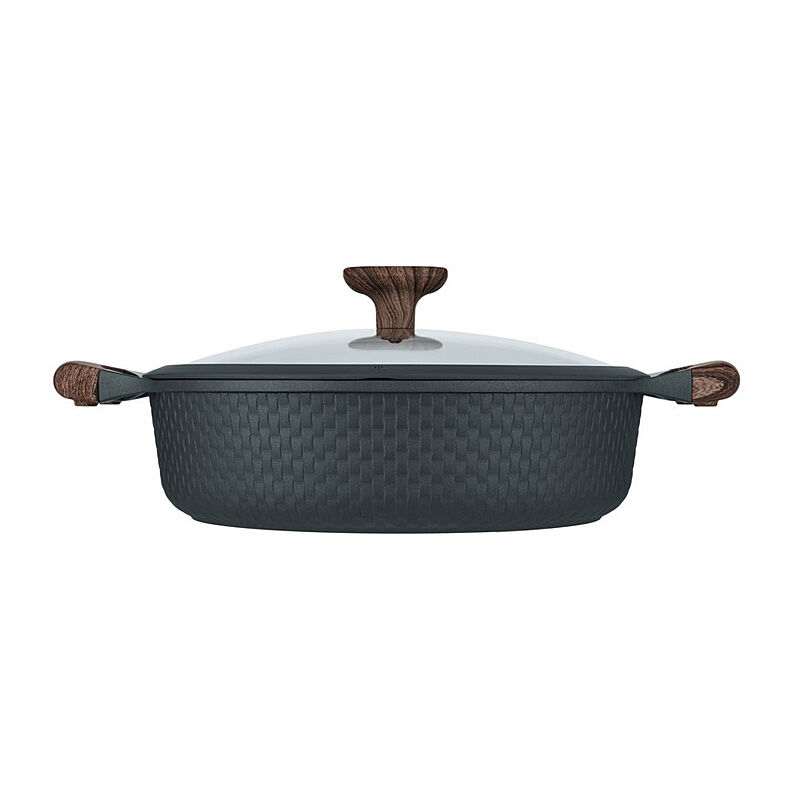 Resto Ran Black Shallowpot with Lid - Diameter 28cm