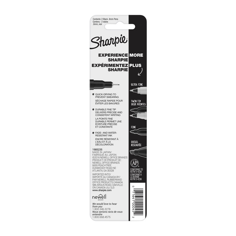 Sharpie Pen Fine Black - Pack of 2 - Box of 6