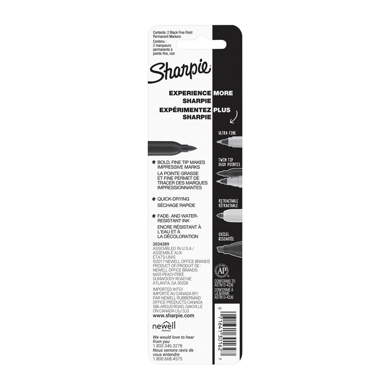 Sharpie Permanent Marker Fine Point Black - Pack of 2 - Box of 6