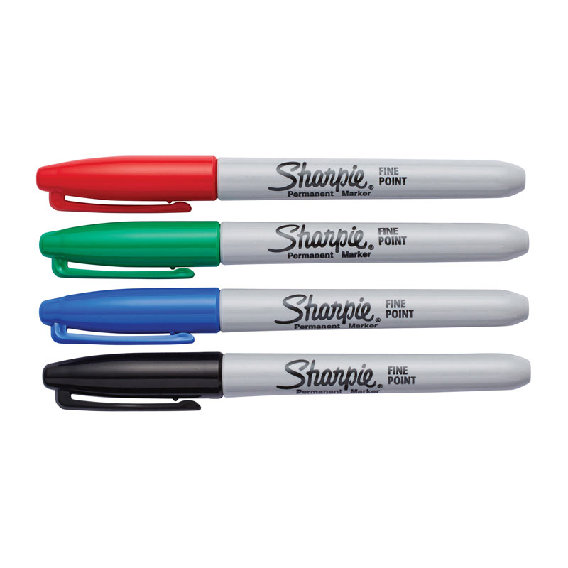 Sharpie Permanent Marker Fine Point Assorted - Pack of 4 - Box of 6
