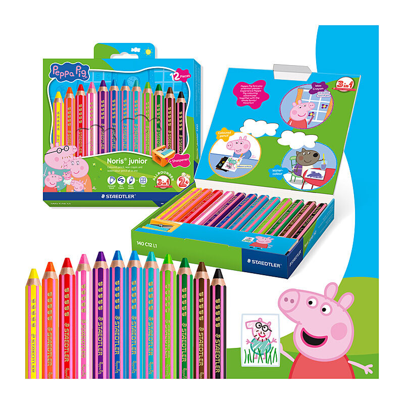 Staedtler 140 Peppa Pig 3in1 Coloured Pencils - Pack of 12