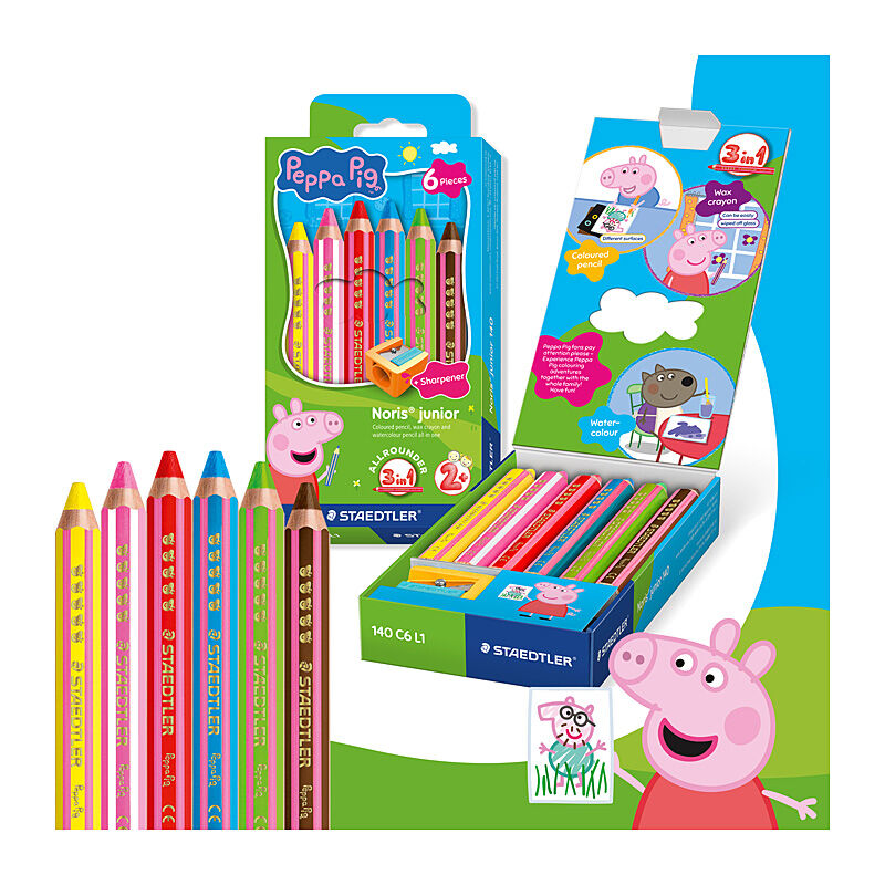 Staedtler 140 Peppa Pig 3in1 Coloured Pencils - Pack of 6
