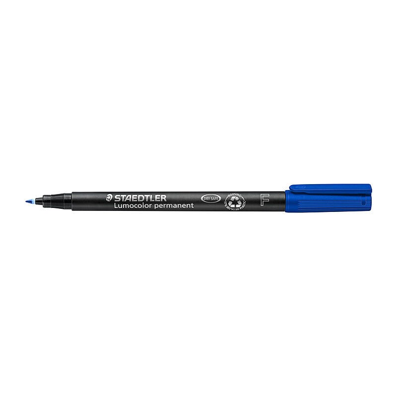 Staedtler Lumocolor 0.6 mm Fine Permanent Pens Blue, Box of 10 Staedtler Lumocolor 0.6 mm Fine Permanent Pens Blue, Box of 10
