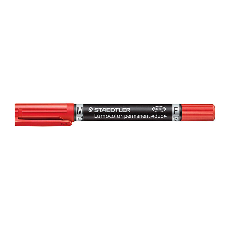 Staedtler 348 Lumocolor Permanent Duo Permanent Markers - Red - Box of 10