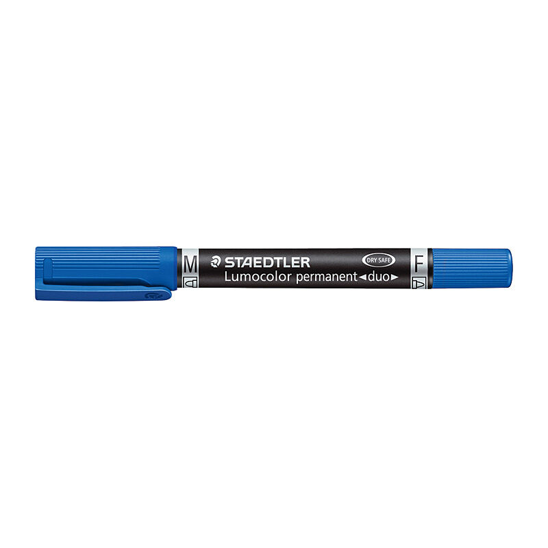 Staedtler 348 Lumocolor Permanent Duo Permanent Markers - Blue - Box of 10