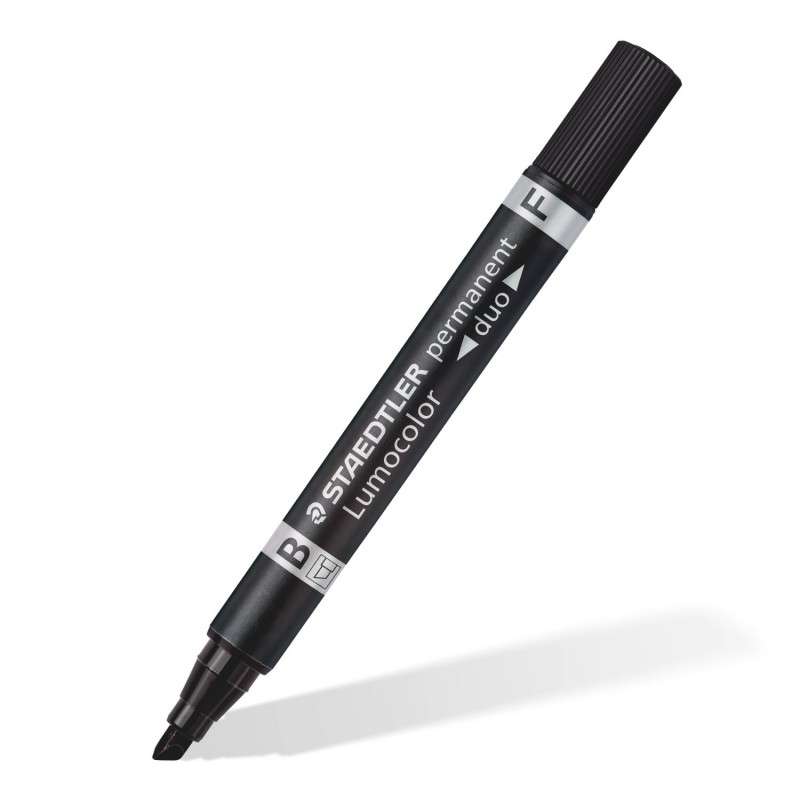 Staedtler Lumocolor Permanent Duo Markers Black, Box of 10