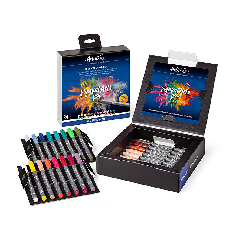 Staedtler 371 Pigment Brush Pens - Pack of 24
