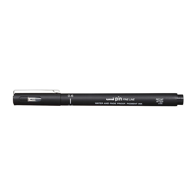 uni Pin Fineliners 0.6 mm Black, Box of 12 uni Pin Fineliners 0.6 mm Black, Box of 12