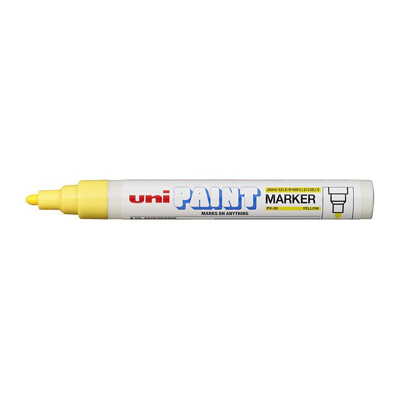 uni Paint Markers PX-20 Medium Bullet Tip Yellow, Box of 12