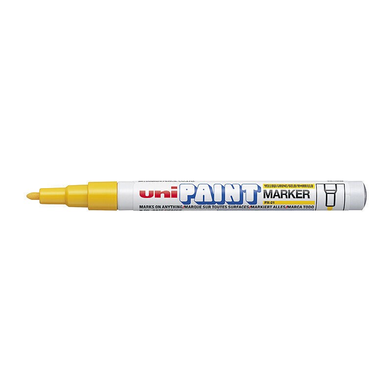 uni Paint Markers PX-21 Fine Bullet Tip Yellow, Box of 12