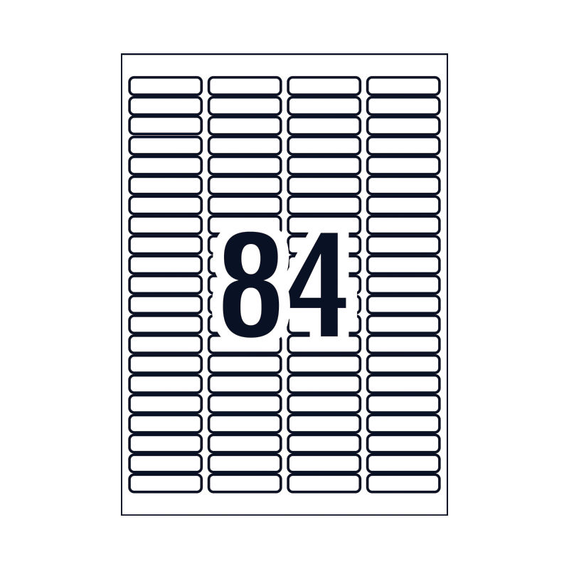 Avery Permanent Multi-purpose Labels - 46 x 11.1 mm 84UP - 2100 Labels - 25 Sheets