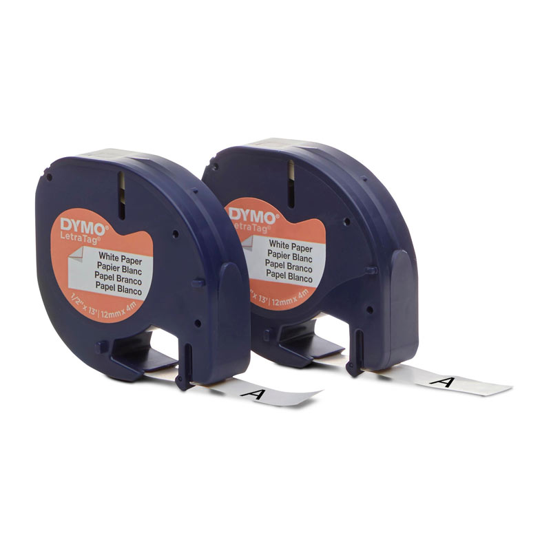 2 Pack DYMO 10697 Black on White LetraTag Paper Label Tapes- 12mm x 4m 2 Pack DYMO 10697 Black on White LetraTag Paper Label Tapes- 12mm x 4m