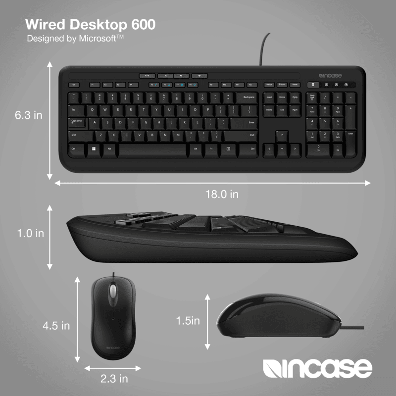 Incase Wired Keyboard & Mouse Desktop 600 - Black Incase Wired Keyboard & Mouse Desktop 600 - Black