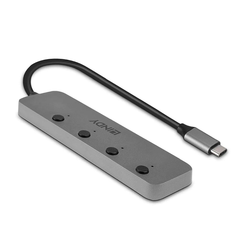 Lindy 4 Port USB-A 3.2 USB-C Hub With On/Off Switches