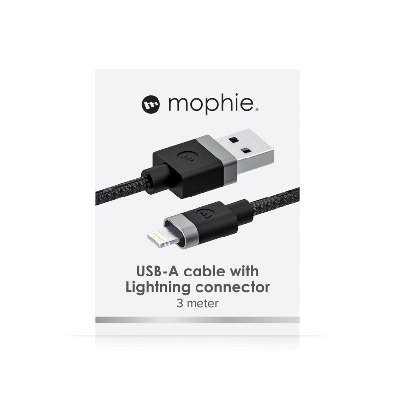 mophie USB-A to Lightning Cable 3m - Black