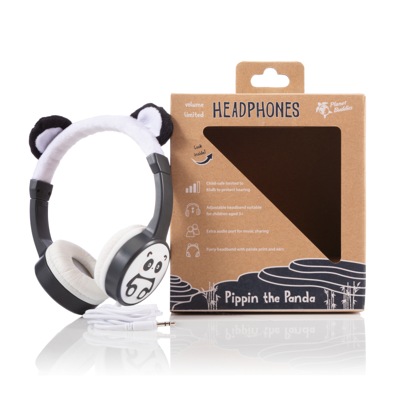 Planet Buddies Furry Wired Headphones - Panda