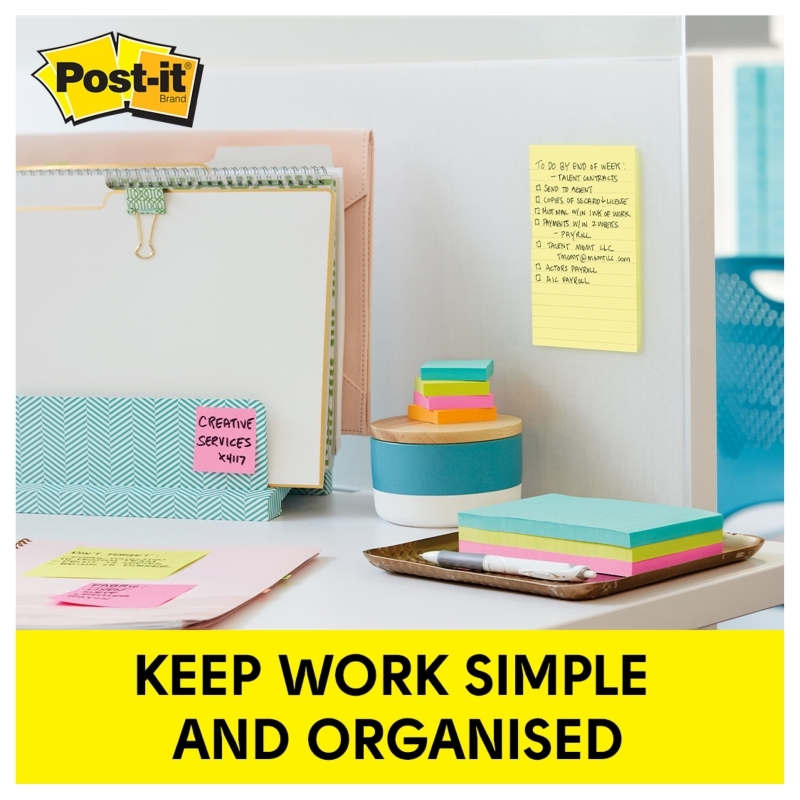 Post-It Lined Notes Canary Yellow 101 x 152mm 8-Pack