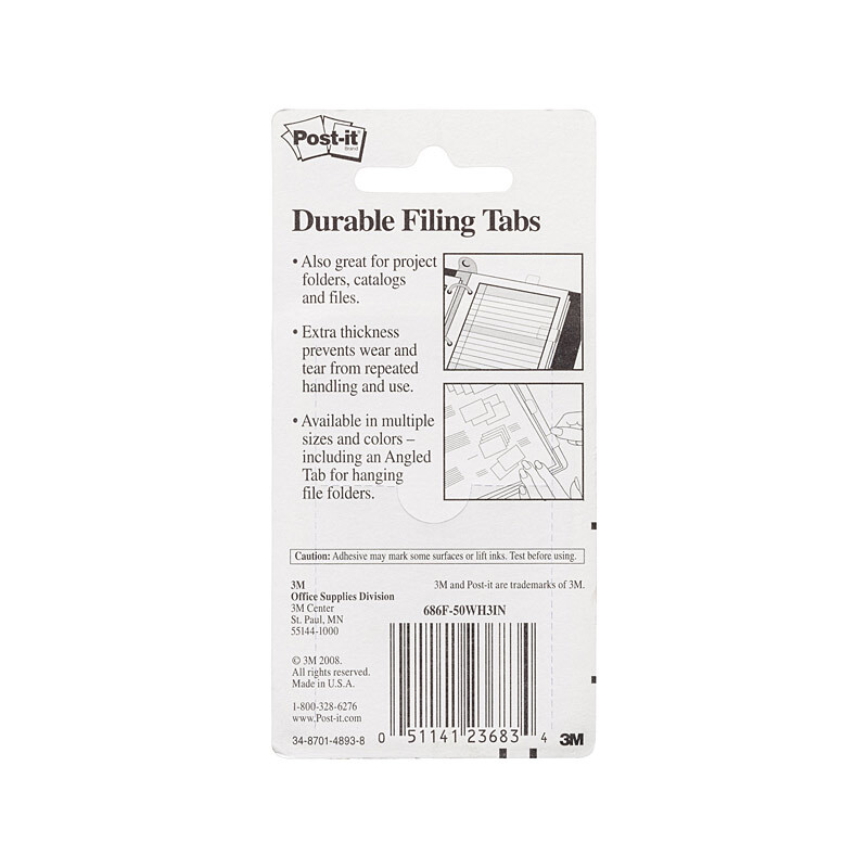 Post-It 686-50WHN3LN Filing Tabs - White 75mm - Pack of 300