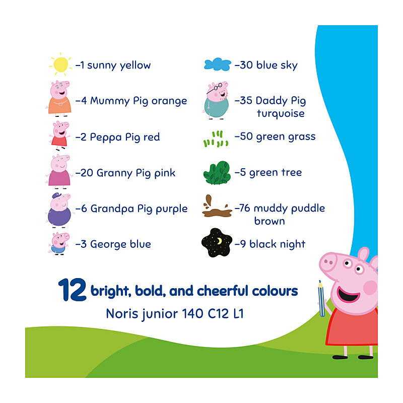 Staedtler 140 Peppa Pig 3in1 Coloured Pencils - Pack of 12