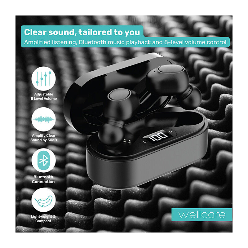 Wellcare Sound Amplify TWS Wireless Earbuds - Black