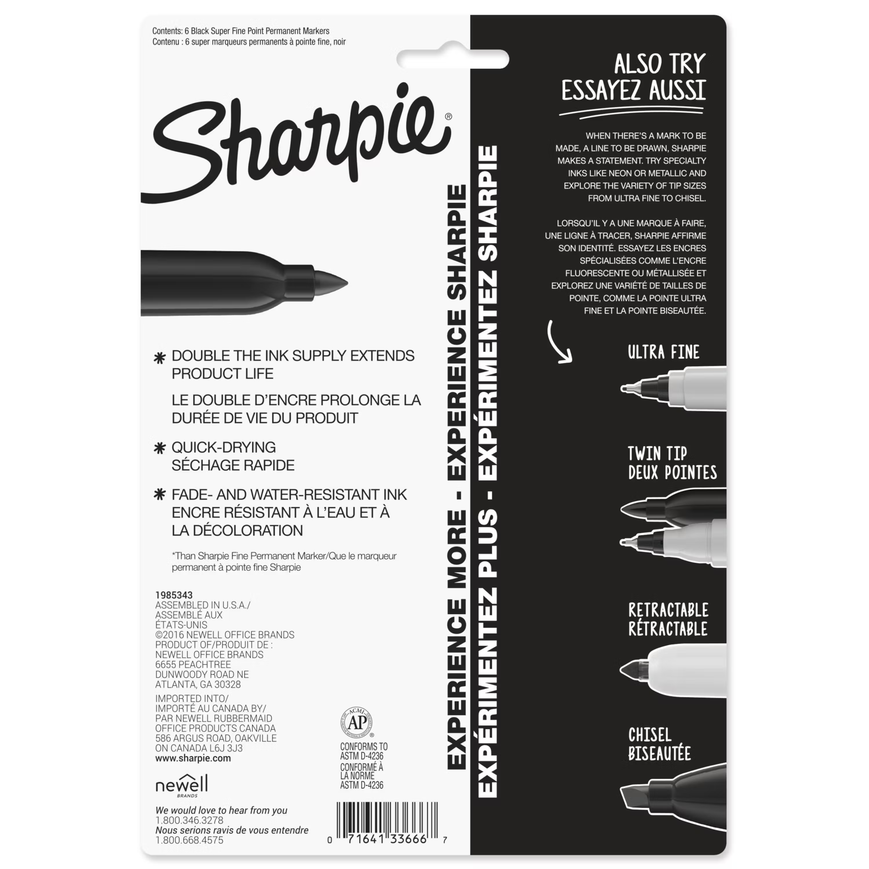 Sharpie Super Fine Marker Black - Pack of 1 - Box of 6