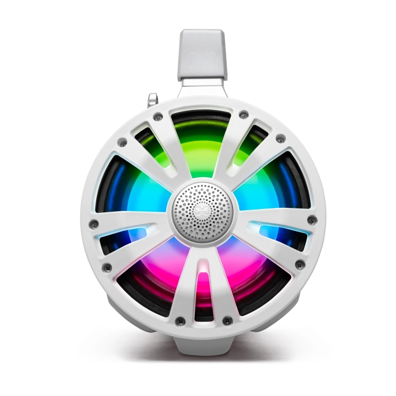 EcoXgear ETB08 2-Pack White 8 Inch Marine Amplified Speakers + 1 Battery Pack