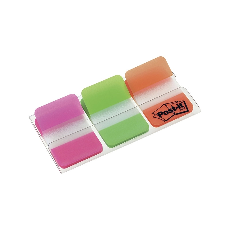 Post-It Index Tabs Pink Green Orange 25 x 43mm 3-Pack - Box of 6