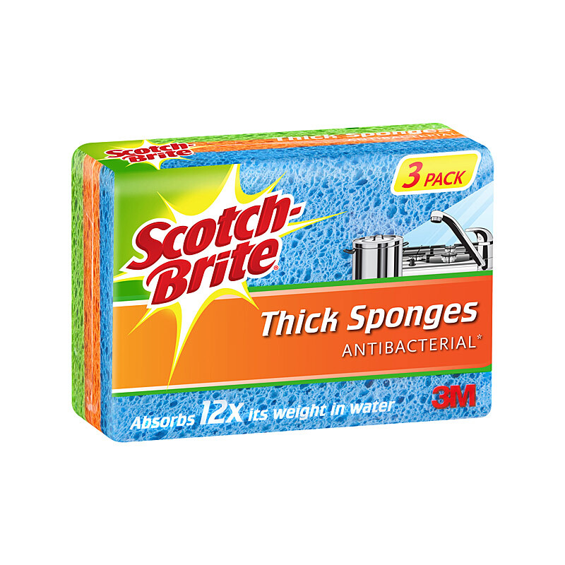 Scotch-Brite Thick Antibacterial Sponge - Pack of 24 Scotch-Brite Thick Antibacterial Sponge - Pack of 24