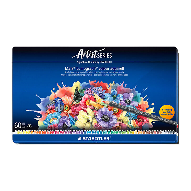 Staedtler 104 Lumograph Aquarell Pencils - Tin of 60 Staedtler 104 Lumograph Aquarell Pencils - Tin of 60