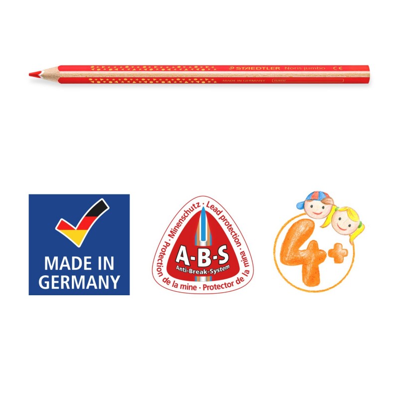 Staedtler Noris Jumbo Coloured Pencils with Sharpener Assorted Colours, Box of 12 Staedtler Noris Jumbo Coloured Pencils with Sharpener Assorted Colours, Box of 12